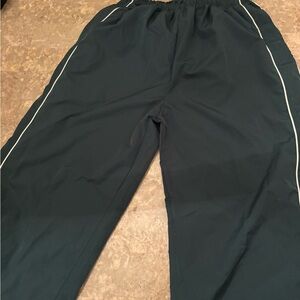 Dark Green Track Pants with White Stripes